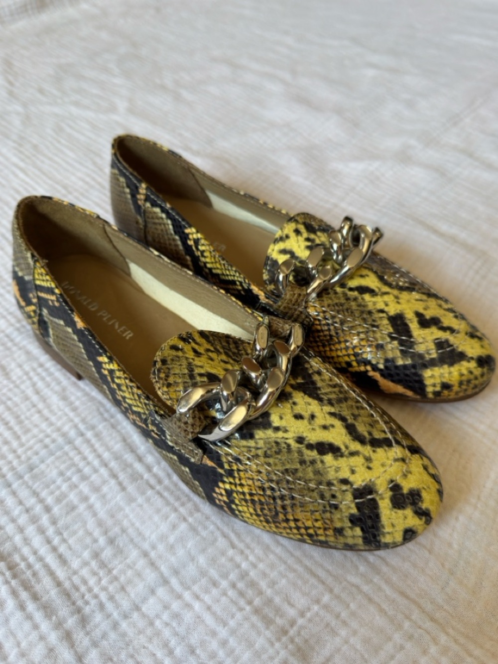 Donald Pliner Leather Snake Embossed Nolin Loafers - Picture 8 of 16